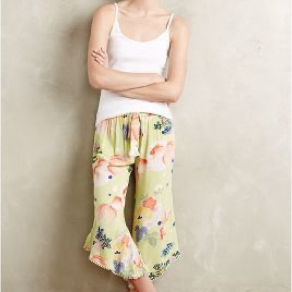 ⚡️SALE Anthropologie Floral Wide-Leg Cropped Pants